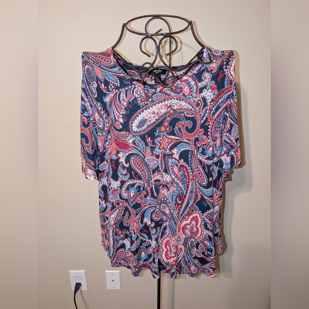 Nine West Multicolor Paisley Blouse
